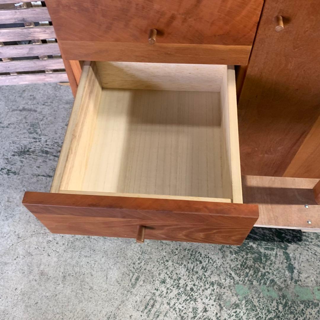 J677 福岡大川マルヨシ民芸家具 片開きシェルフキャビネット 壁面収納