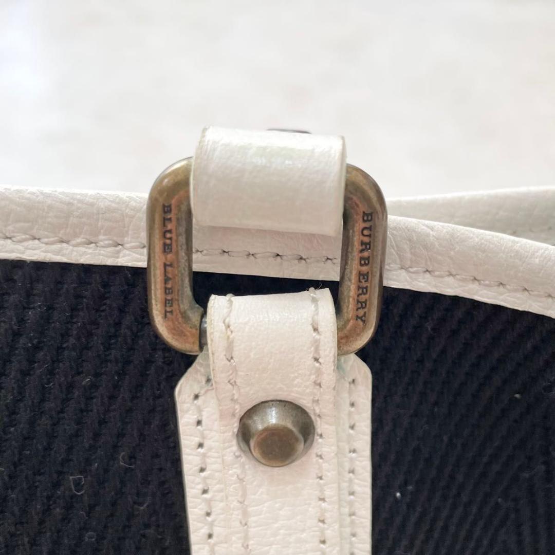 BURBERRY BLUE LABEL トート ホースロゴ　キャンバスレザー