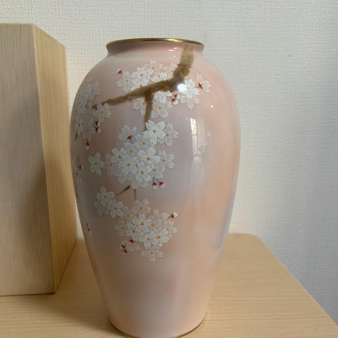 有田焼 香蘭社 吉野桜 花瓶 花器 骨董 フラワーベース　花びん　新品花台付