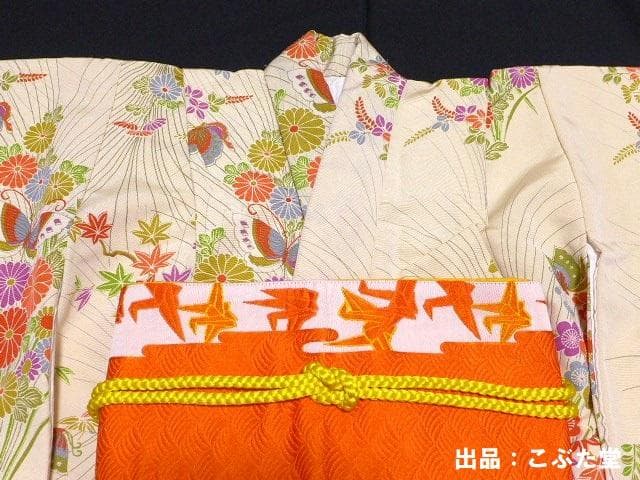 ★七五三 7歳 着物 長襦袢 半幅帯★3点 セット ベージュ　くすみ レア色