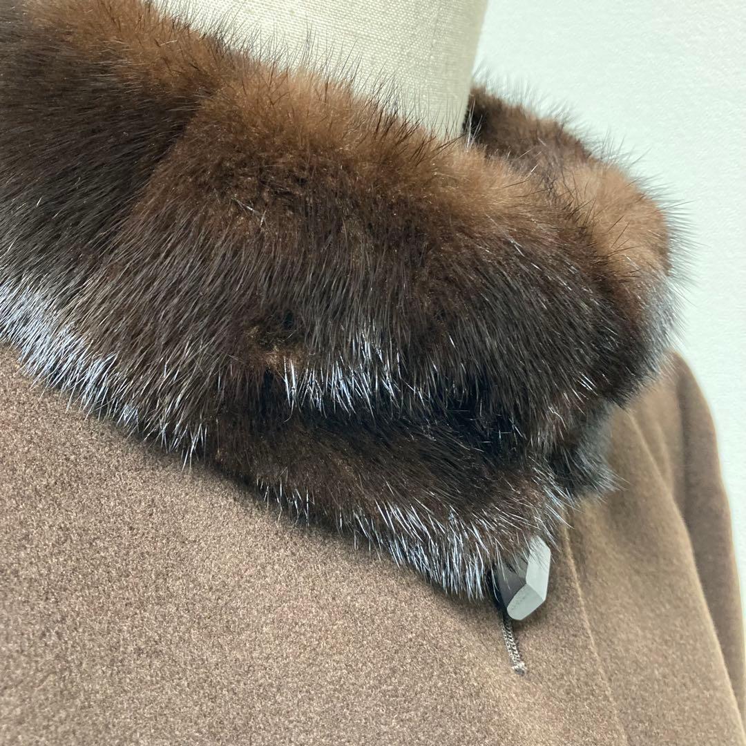 カシミヤ100%◎✨極美品✨レリアン 高級素材 ミンクファー ロングコート 9号