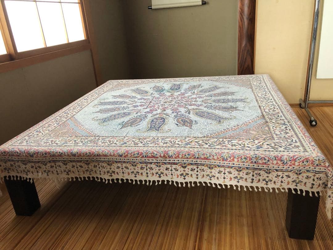 和モダン　テーブル　座卓　1.2M 正方形　濃茶