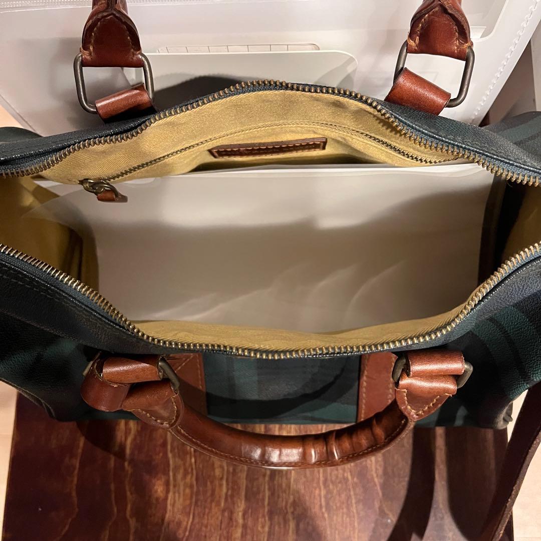 ポロラルフローレン 2way ミニボストンバッグ ショルダー チェック柄 PVC