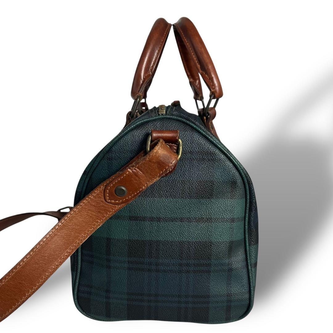 ポロラルフローレン 2way ミニボストンバッグ ショルダー チェック柄 PVC