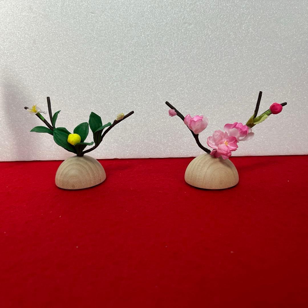 収納式親王飾り　刺繍梅桜　セット