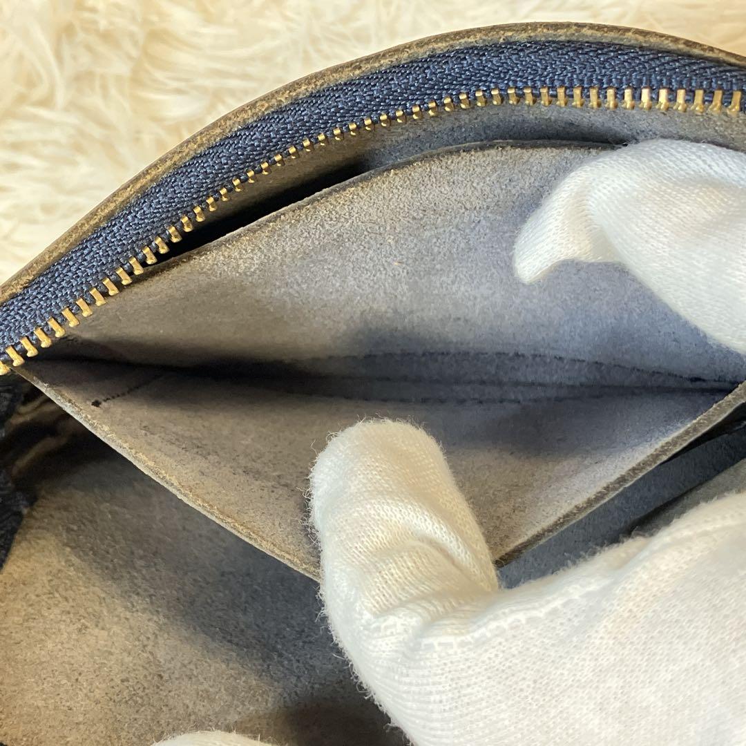 【美品】GANZO ガンゾ サケット2 ウォレットポーチ　ダークブルー レザー