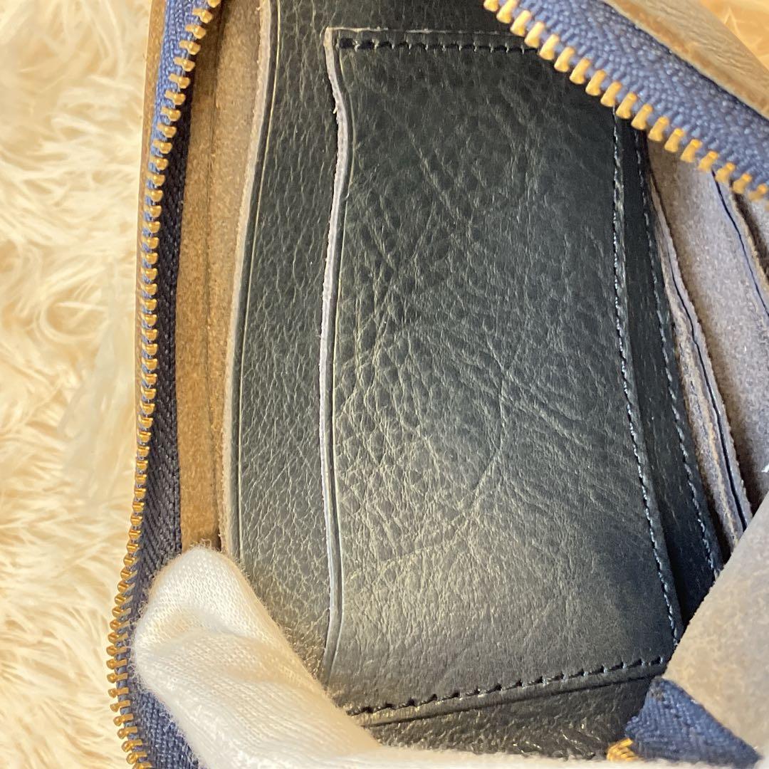 【美品】GANZO ガンゾ サケット2 ウォレットポーチ　ダークブルー レザー