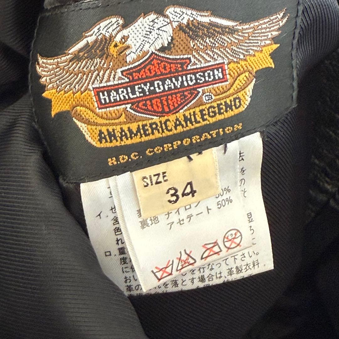 HARLEY DAVIDSON W34レザーパンツ メンズ 黒 本革 ライダース