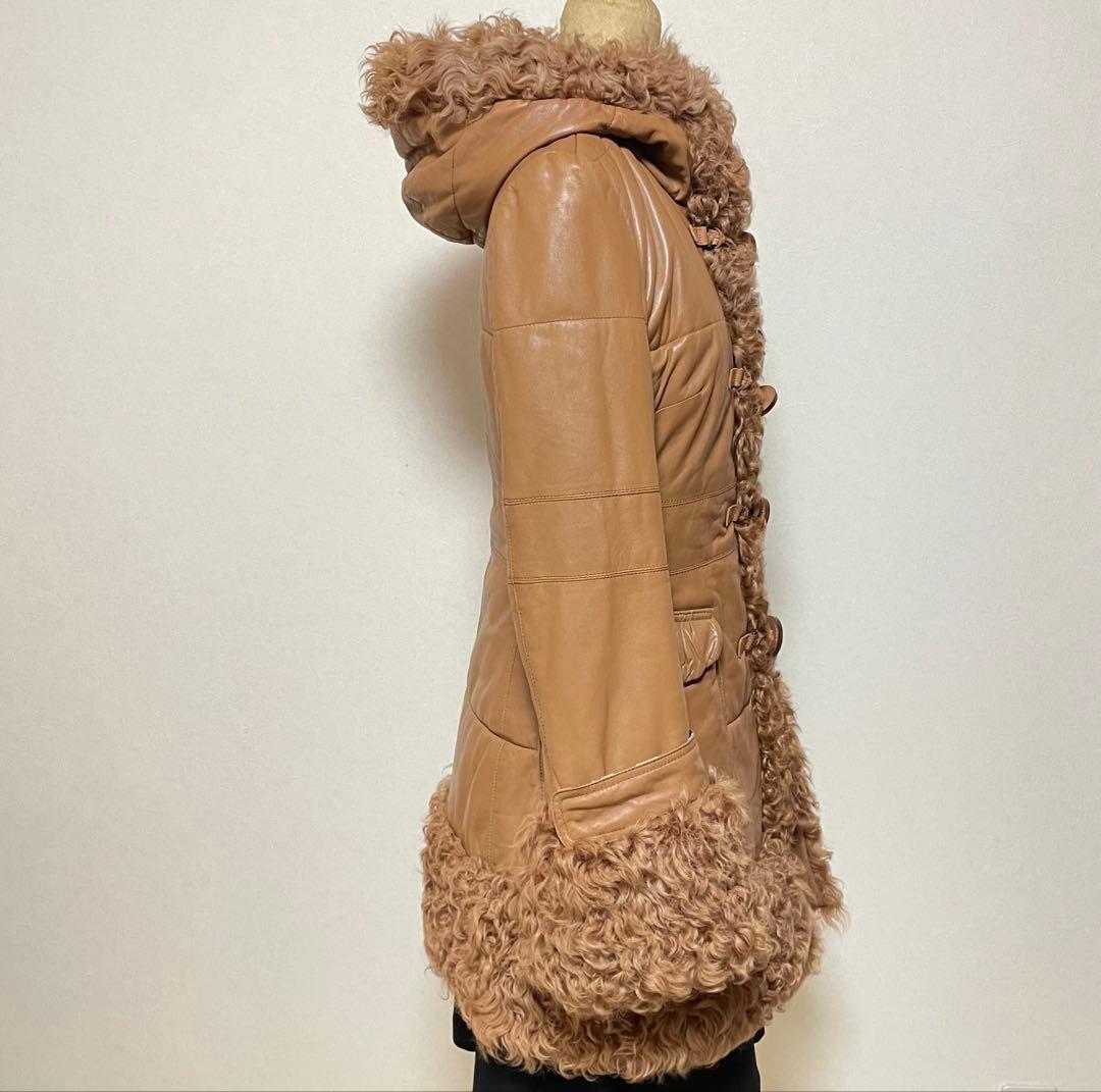 極美品✨バーバリーブルーレーベル ラムレザーコート羊革 チキャンラムファー M
