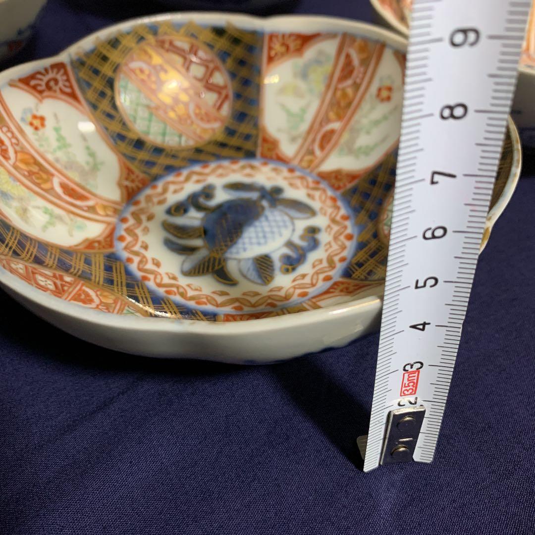 古伊万里　染錦手皿　小鉢5客　アンティーク　お値下げしました。