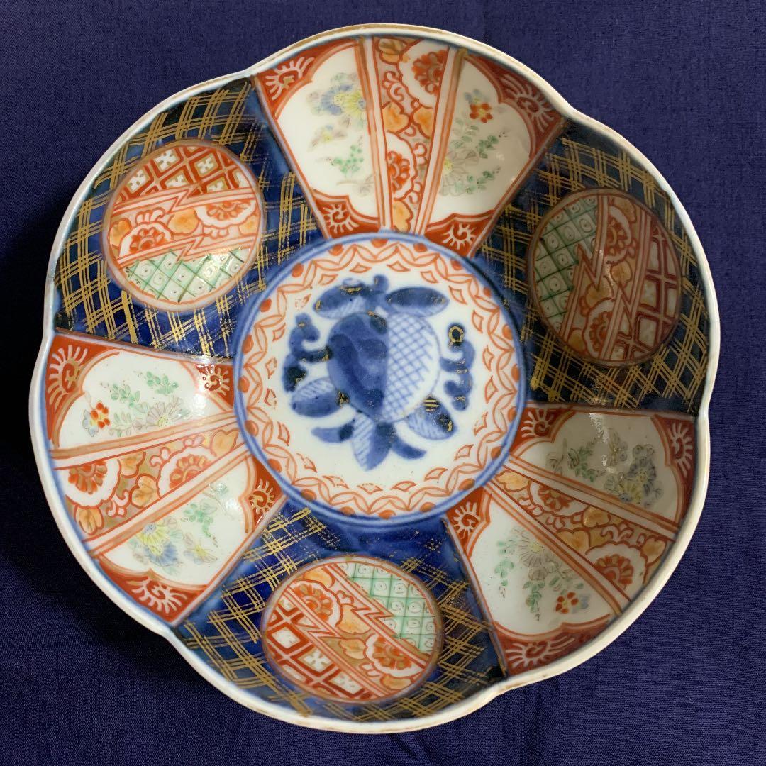 古伊万里　染錦手皿　小鉢5客　アンティーク　お値下げしました。