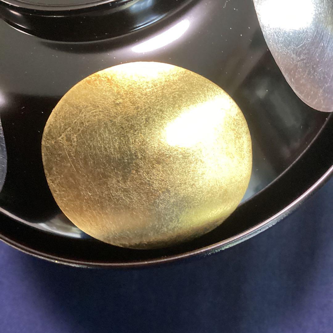 魯山人写本金箔銀箔日月椀　　9客　　　木乾製　新品未使用