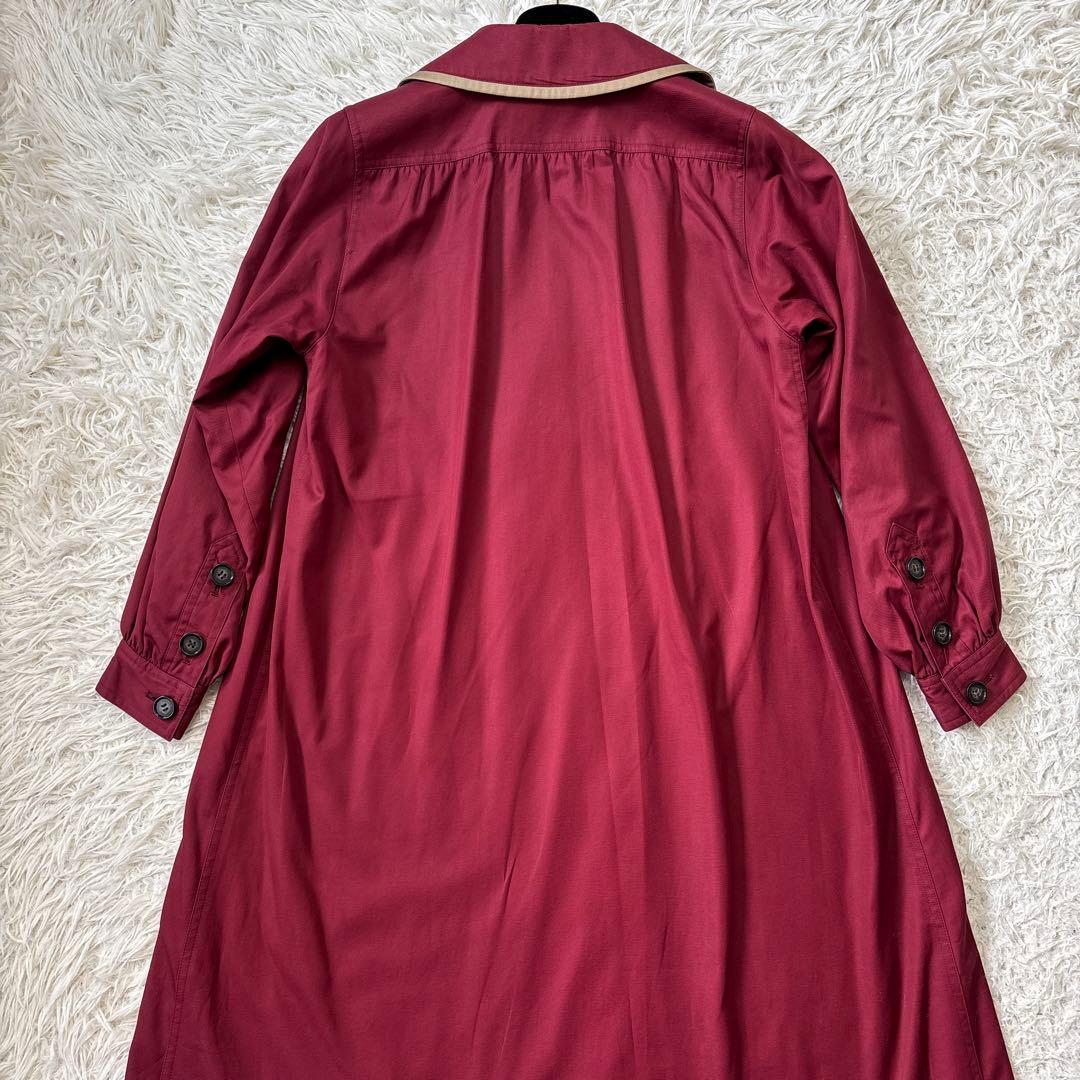 希少☆美品【イヴサンローラン】バイカラー　ワインレッド×ベージュ　ロングコート