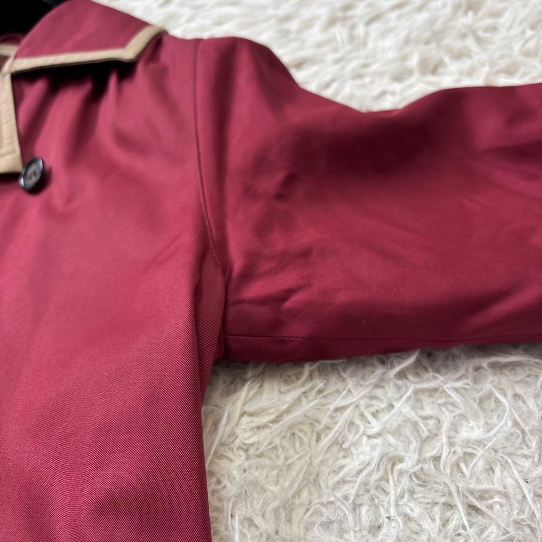 希少☆美品【イヴサンローラン】バイカラー　ワインレッド×ベージュ　ロングコート