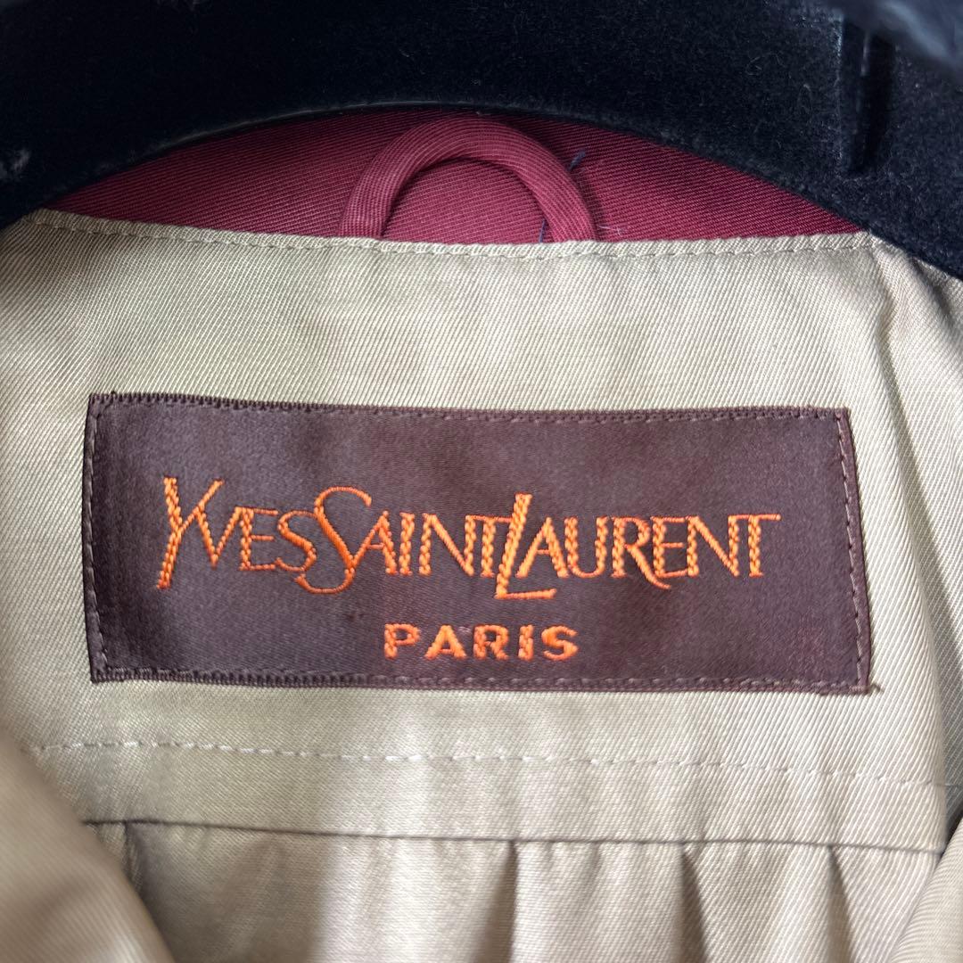 希少☆美品【イヴサンローラン】バイカラー　ワインレッド×ベージュ　ロングコート