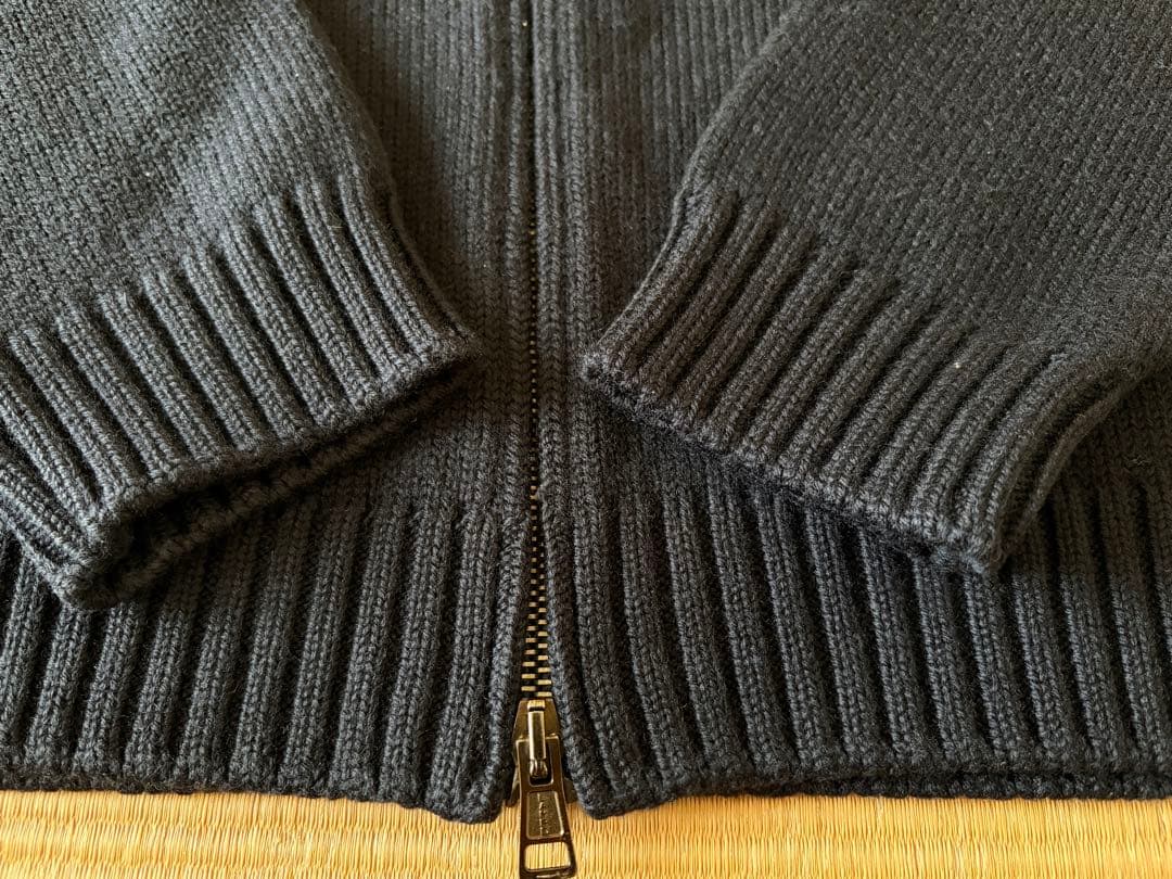 美品 ザノーネ ネイビー サイズ50 5ゲージ ジップアップニット