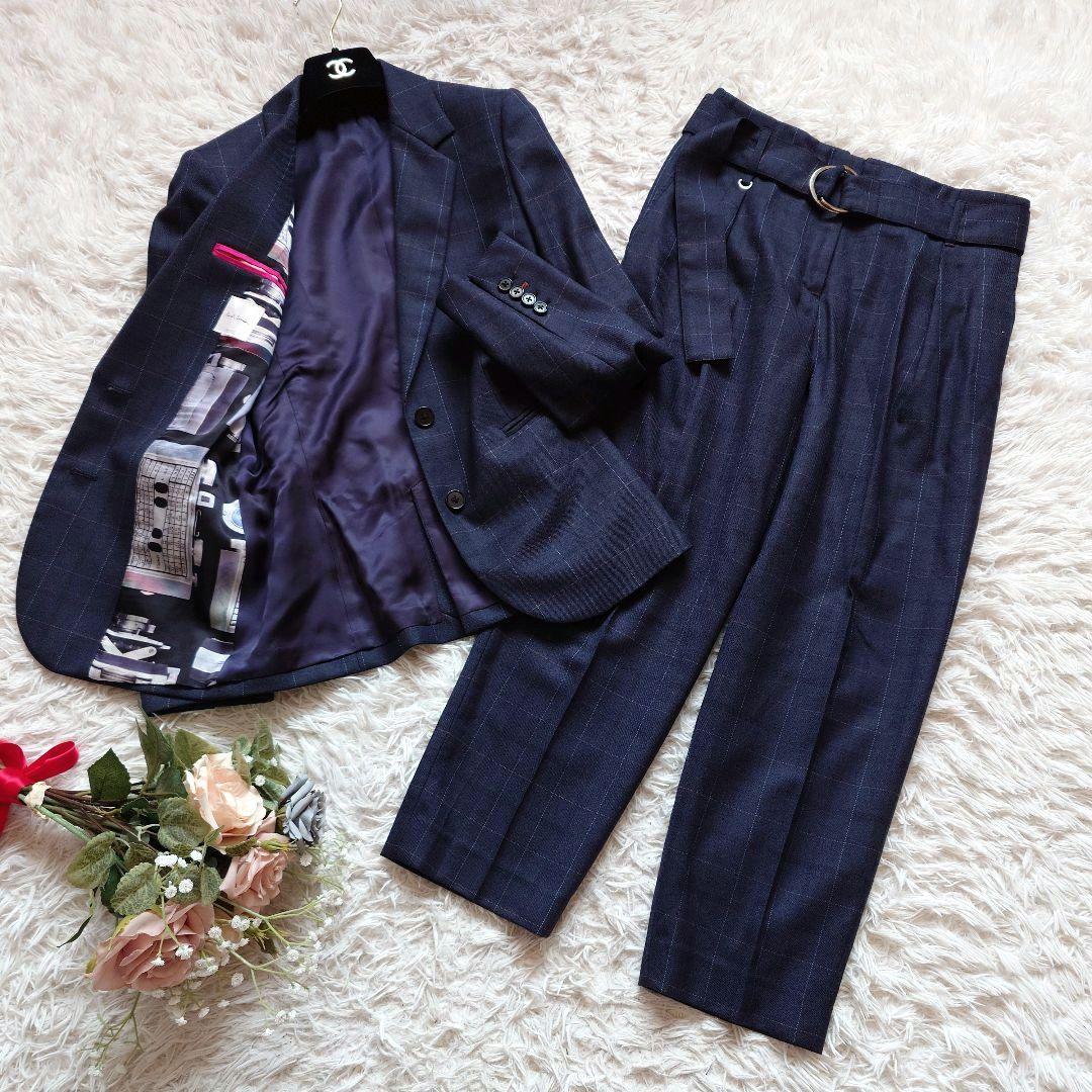 ポールスミス　チェック　格子柄　総柄　パンツ　スーツ　セットアップ　ベルト付き