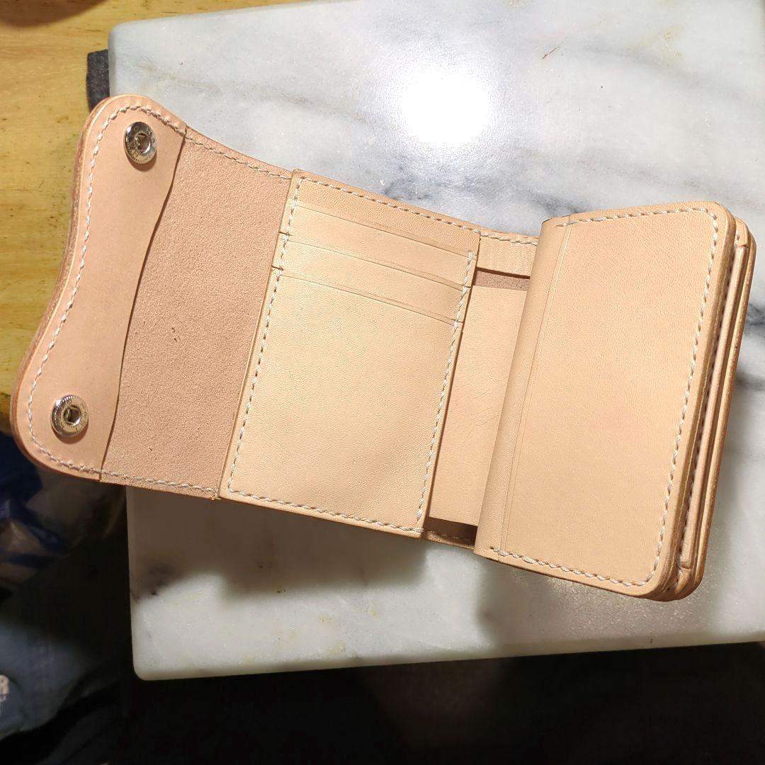 姫路ヌメ革 2つ折り財布 ハンドメイド ハーフウォレット ショートウォレット