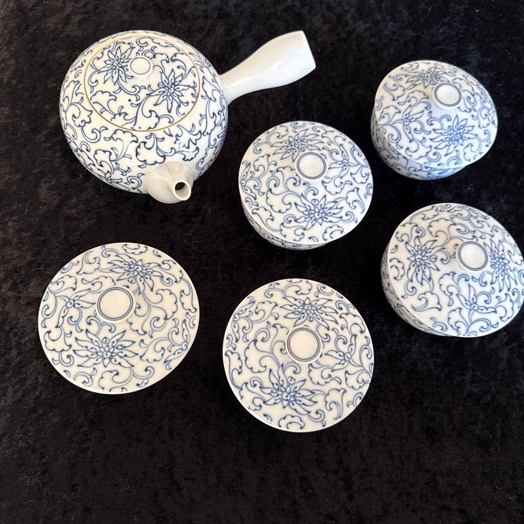 たち吉　京唐草　茶器5客と急須セット