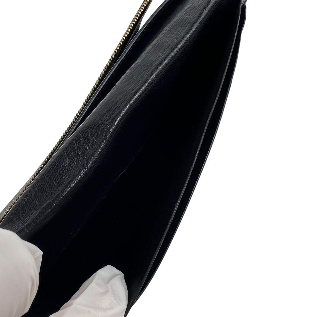 【美品】エルメス　クロコダイル　ベアン　長財布　黒　ブラック　レザー　お札