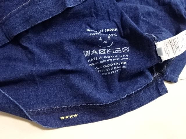 45R ピースバードプリントの90845星Tシャツ インディゴ サイズL
