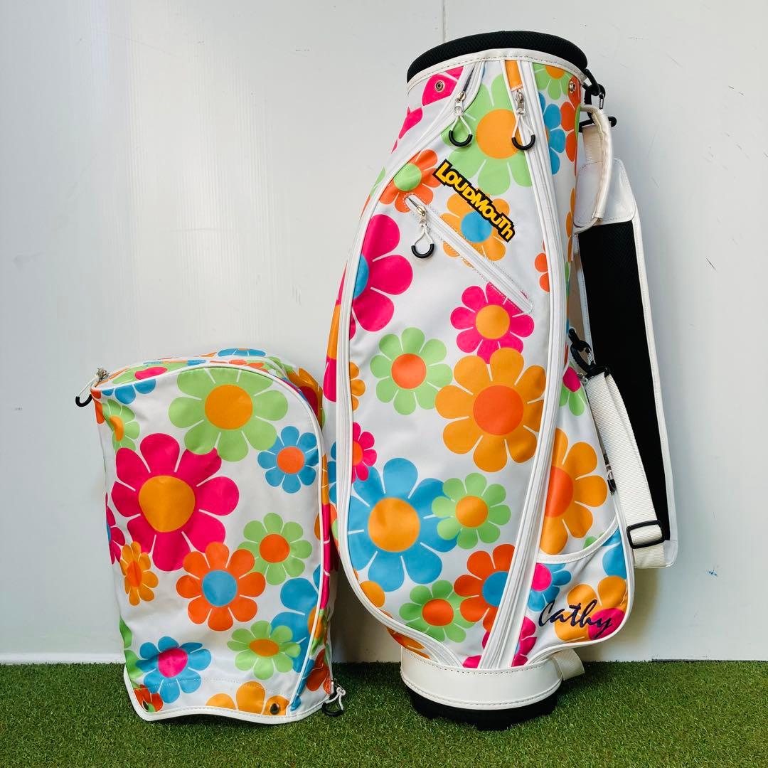 美品 花柄 LOUDMOUTH ラウドマウス キャディバッグ レディース 9型