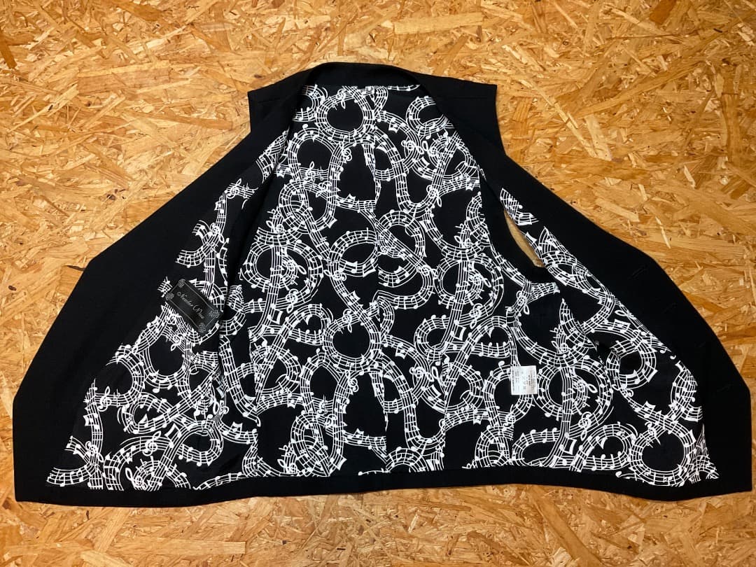 ナンバーナイン 日本製 裏地音符柄 ウールベスト ジレ size M