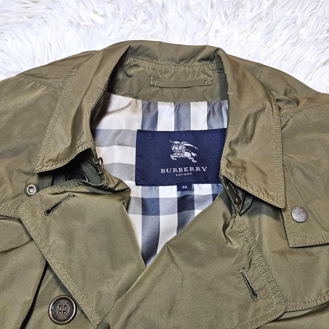 バーバリー ロンドン トレンチコート 38 ノバチェック カーキ メッシュ