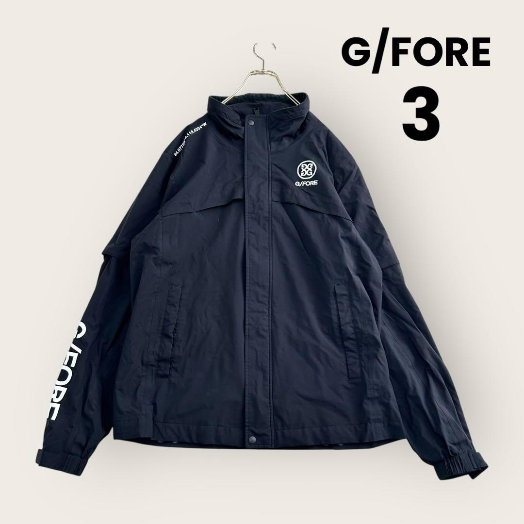 G/FORE ゴルフ 2way ジャケット ロゴプリント ジーフォア　黒　L