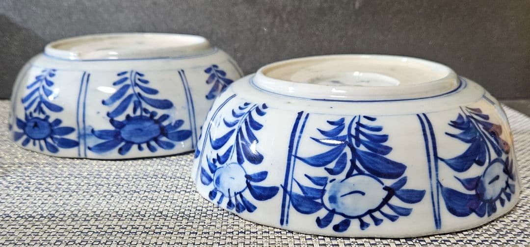 上作品❗️明治時代　古伊万里　錦手　花に鳳 凰　大振なます皿2客　径17.6cm