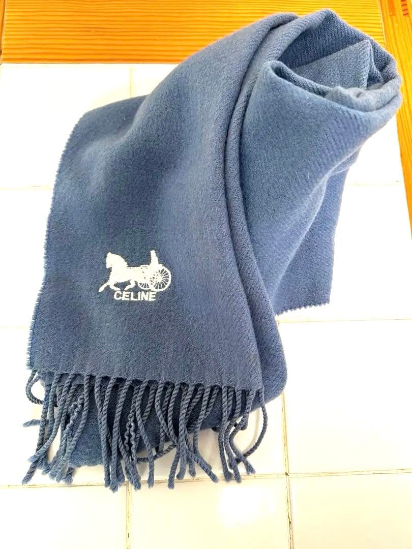 【貴重】オールドセリーヌCELINE マフラー 青