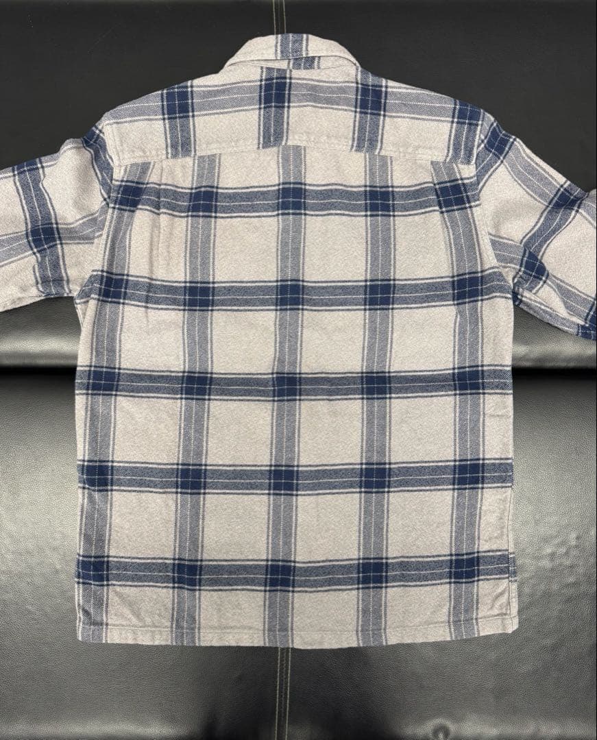 patagonia グレー/ネイビー M 厚めのネルシャツ オーガニックコットン