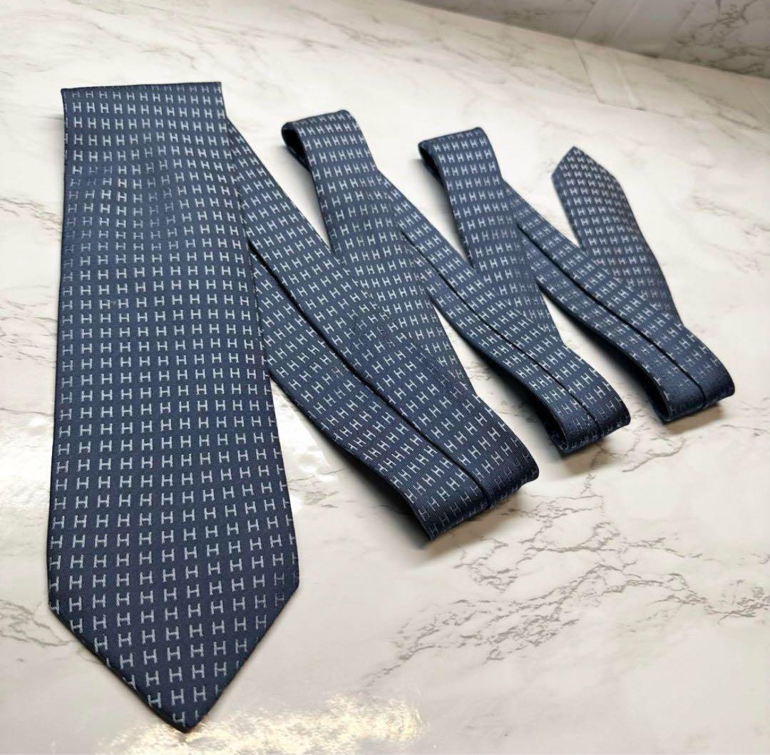 ✨極美品✨定番 HERMES ネクタイ シルク100% ファソネH H織　水色