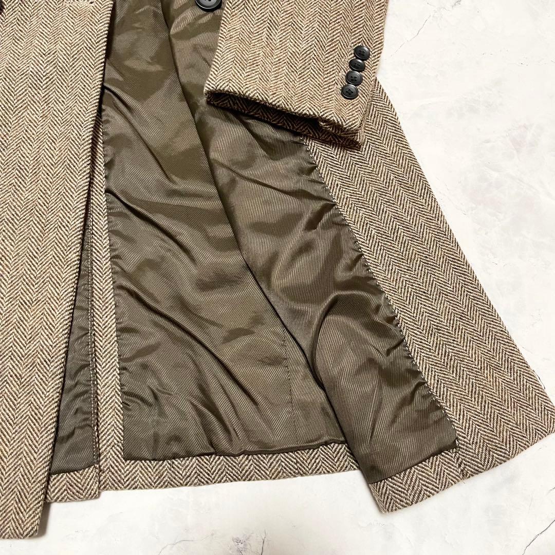 美品 SUIT SELECT チェスター ヘリンボーン LL ウール コート