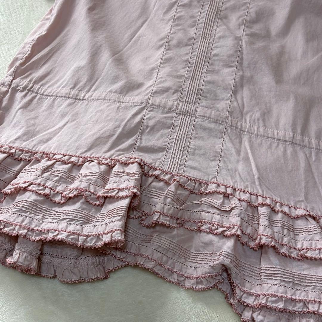 ピンクハウス　希少　日本製　ローン　オーバーブラウス　サテンリボンいっぱいP66