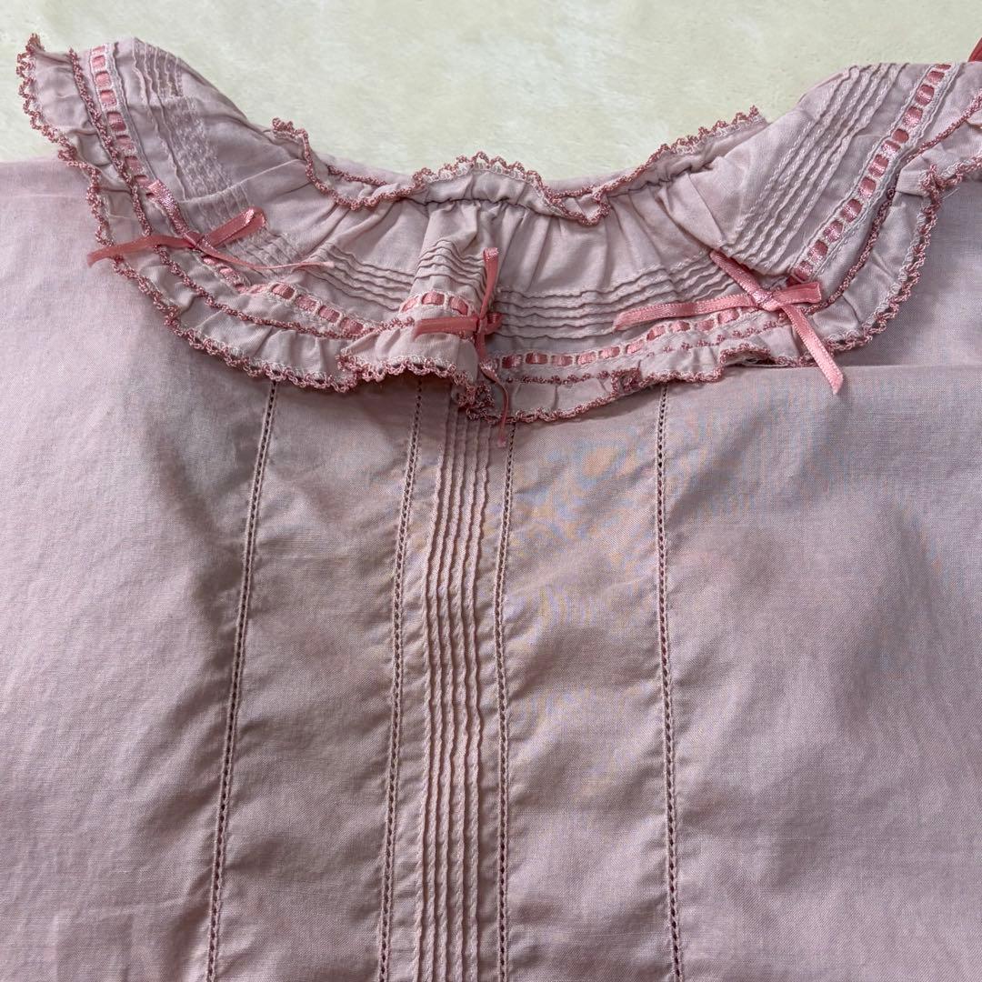 ピンクハウス　希少　日本製　ローン　オーバーブラウス　サテンリボンいっぱいP66