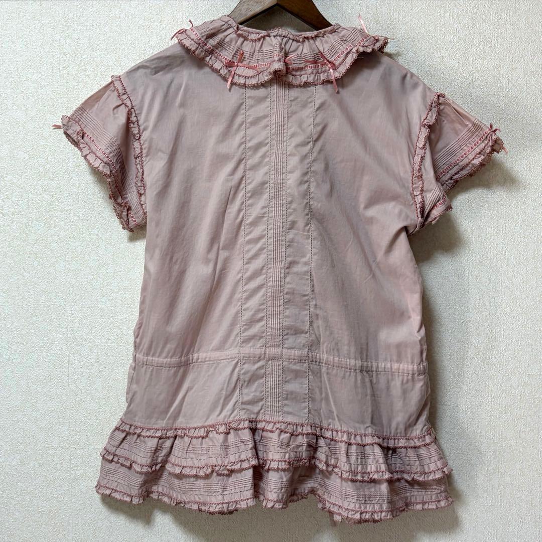 ピンクハウス　希少　日本製　ローン　オーバーブラウス　サテンリボンいっぱいP66