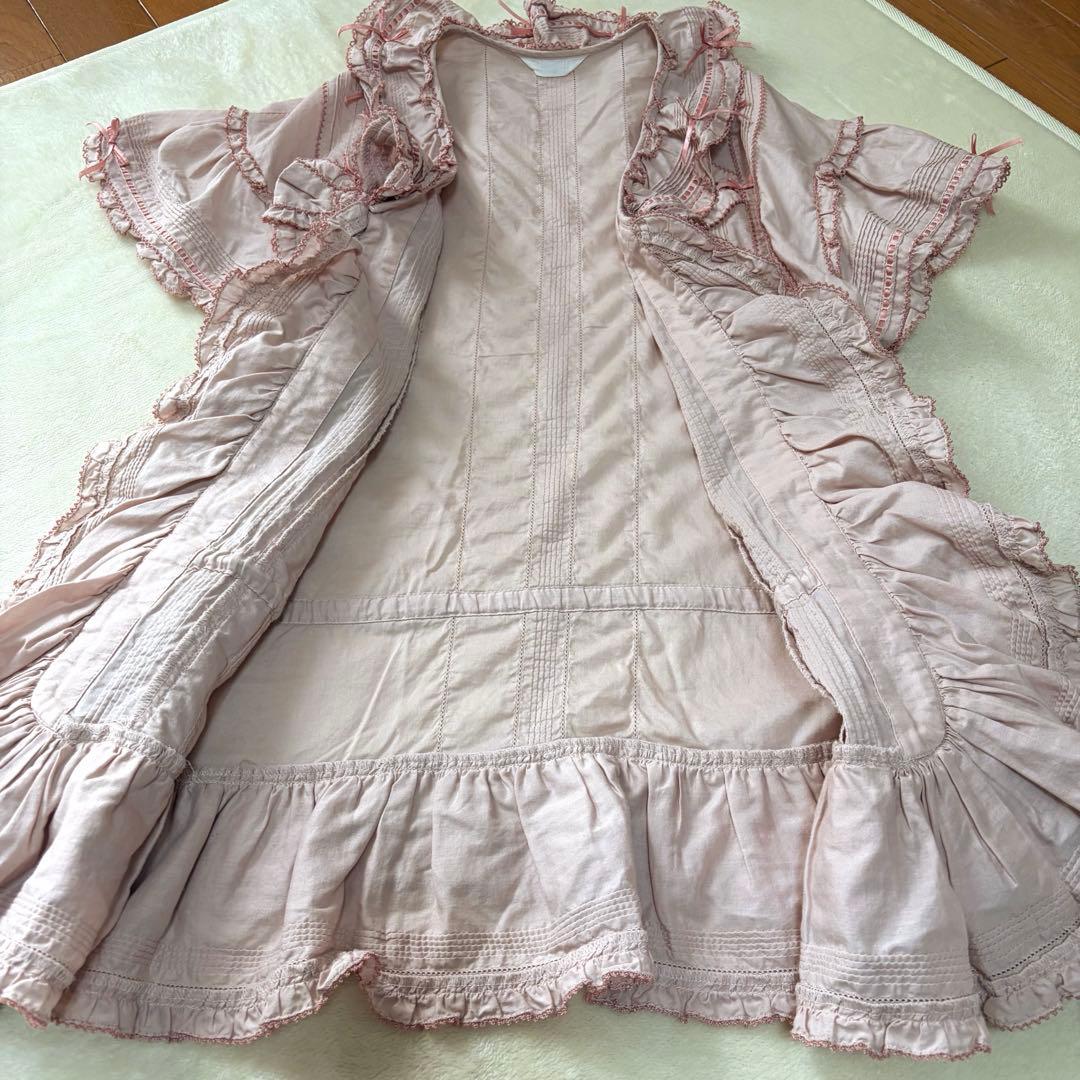 ピンクハウス　希少　日本製　ローン　オーバーブラウス　サテンリボンいっぱいP66