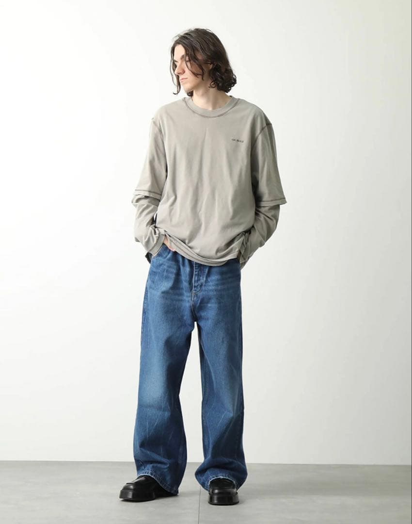 ami paris アミパリス 長袖カットソー ダメージ加工 レイヤード