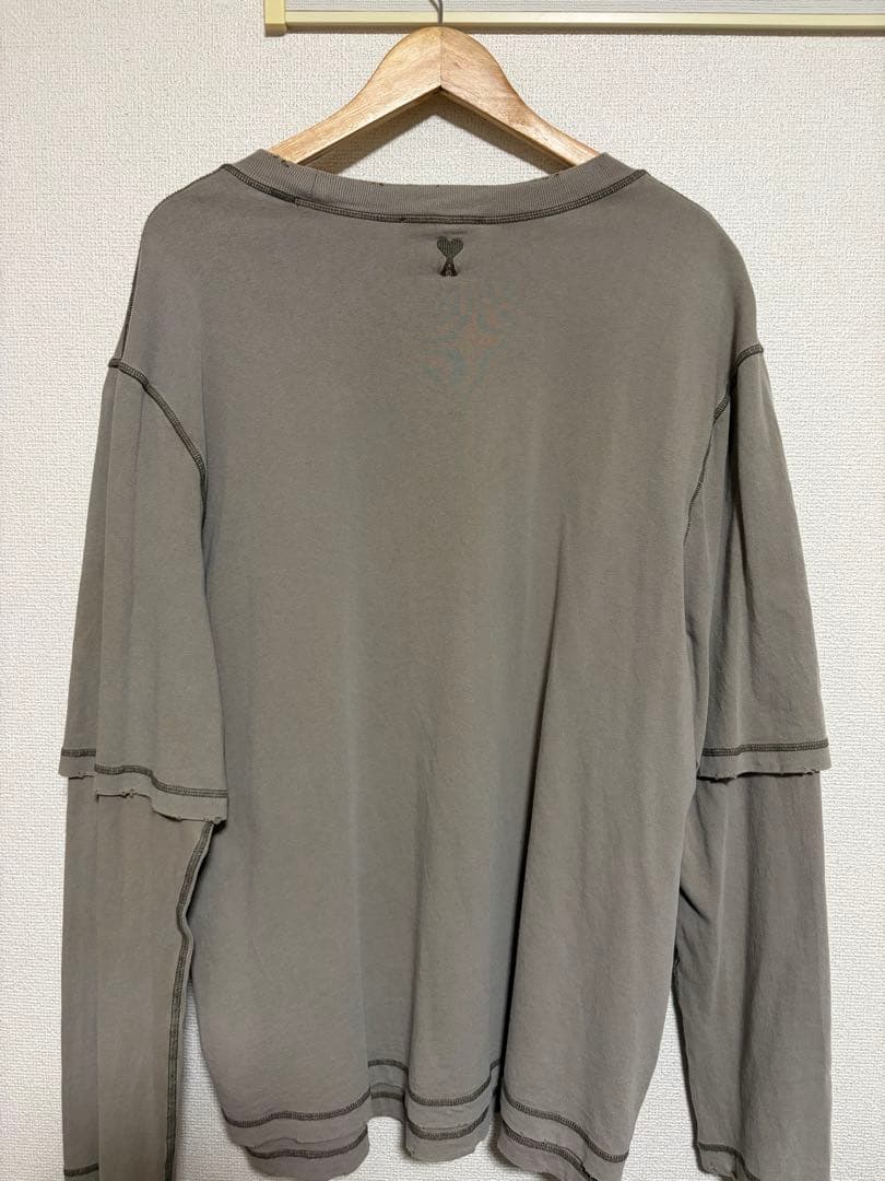 ami paris アミパリス 長袖カットソー ダメージ加工 レイヤード