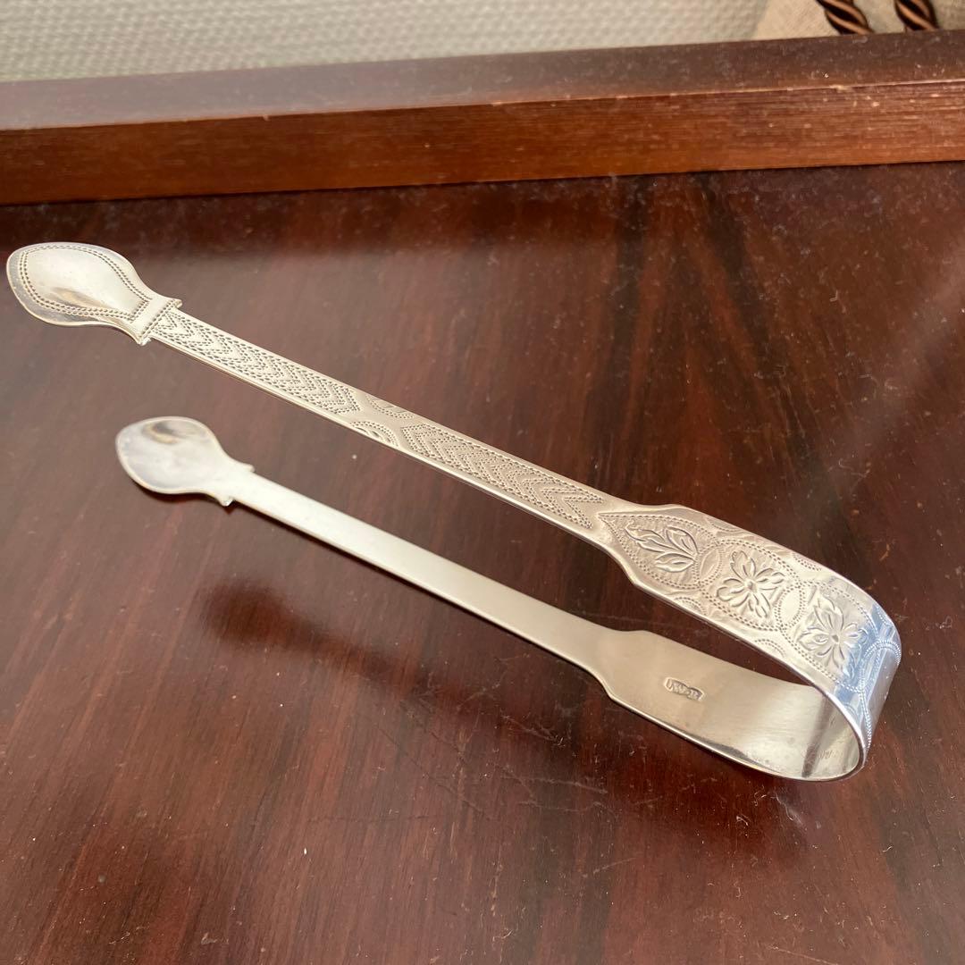 英国アンティーク　純銀　稀少ベイトマンファミリー　トング