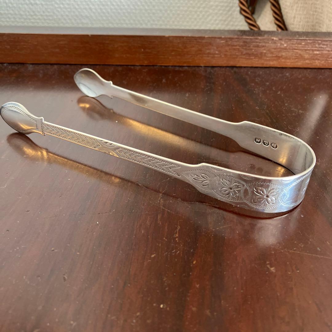 英国アンティーク　純銀　稀少ベイトマンファミリー　トング