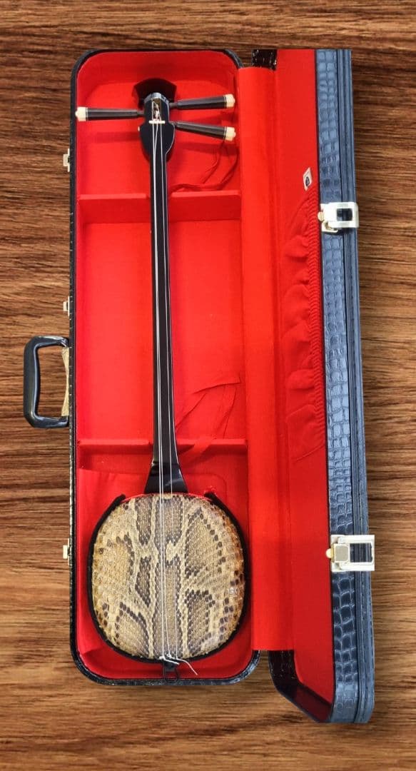 ヘビ皮三線 専用ケース付き 沖縄