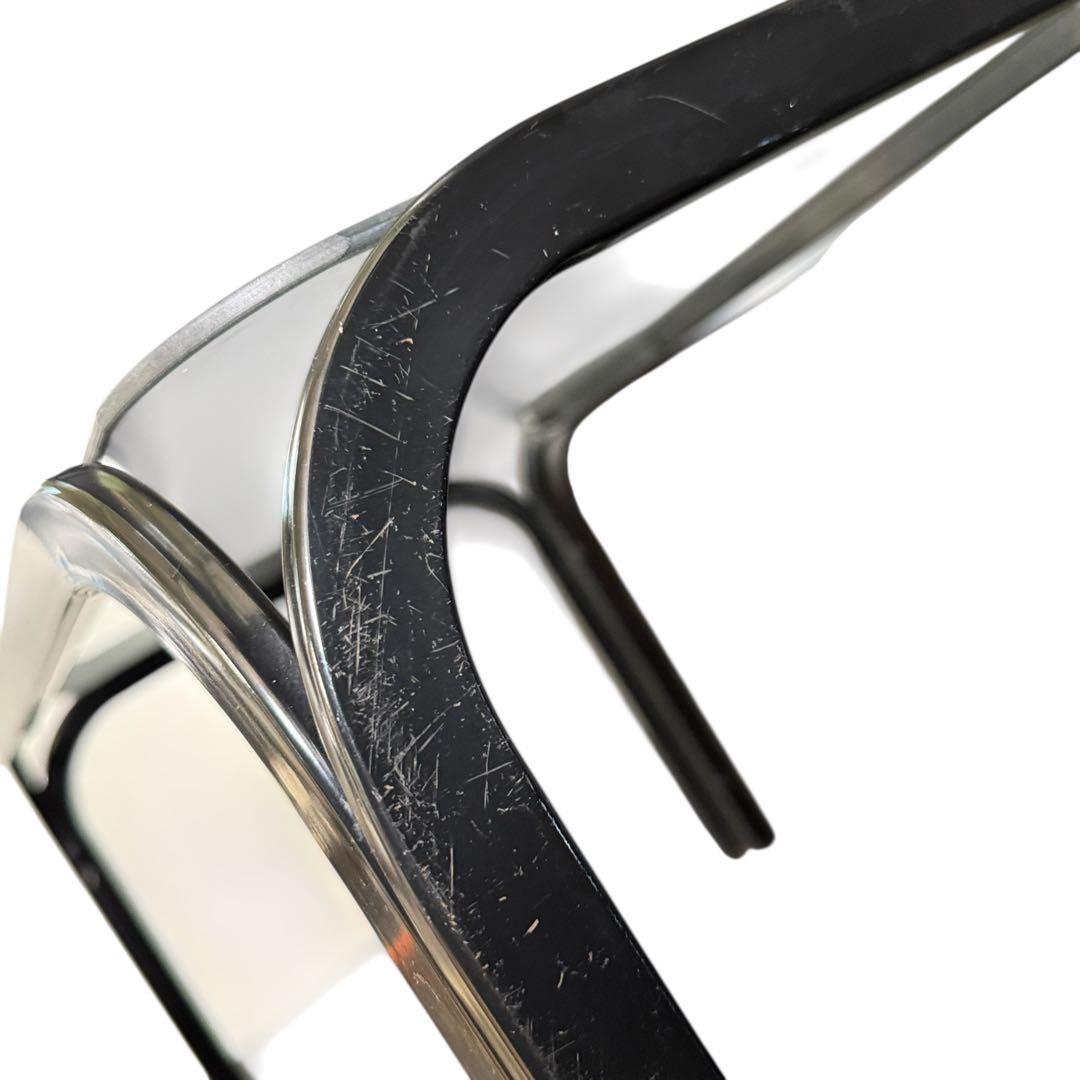 HR906 レトロなガラステーブル　 スチール　黒 長方形 80's 90s