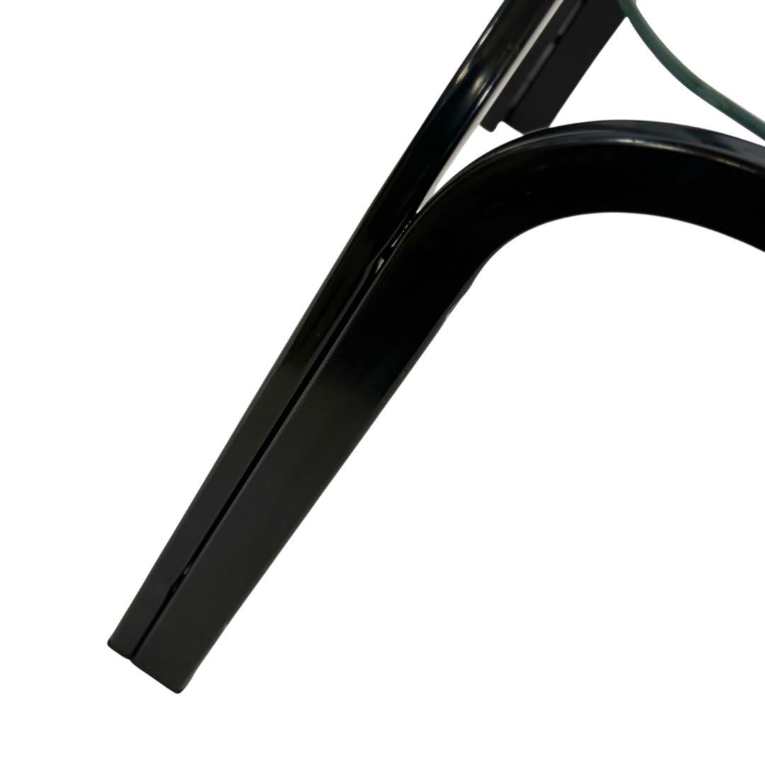 HR906 レトロなガラステーブル　 スチール　黒 長方形 80's 90s