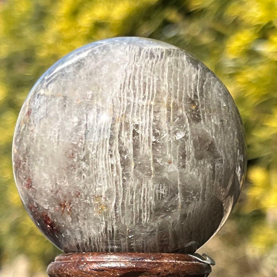 ✳️✨何層にも重なる自然の造形美✨虹入り 千層ガーデンファントム水晶 丸玉 天然石