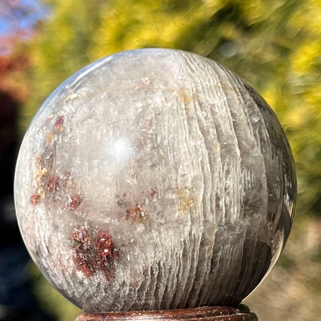 ✳️✨何層にも重なる自然の造形美✨虹入り 千層ガーデンファントム水晶 丸玉 天然石