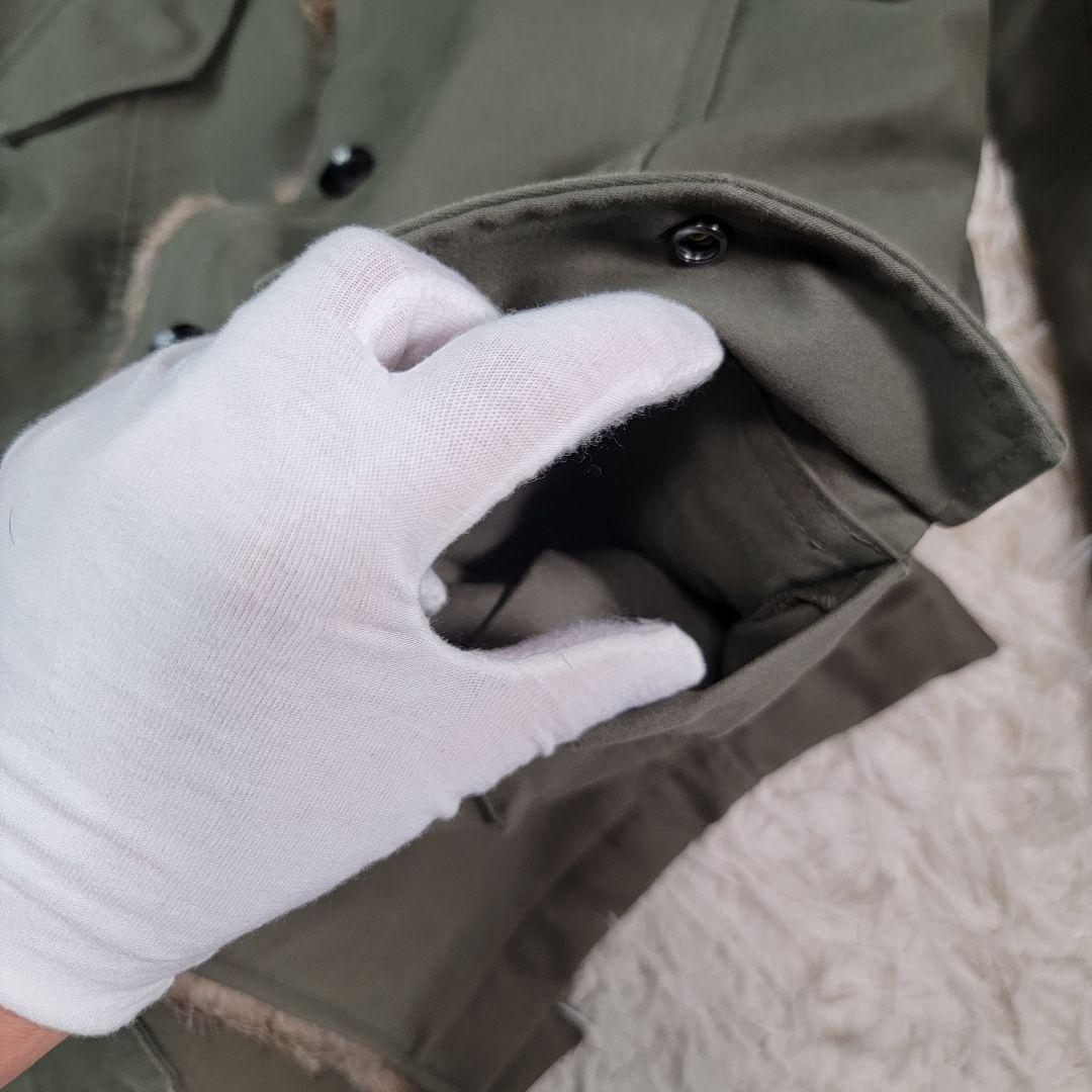 定価19万円 ジュンハシモト ロングトレンチコート 総裏ラビットファー オリーブ