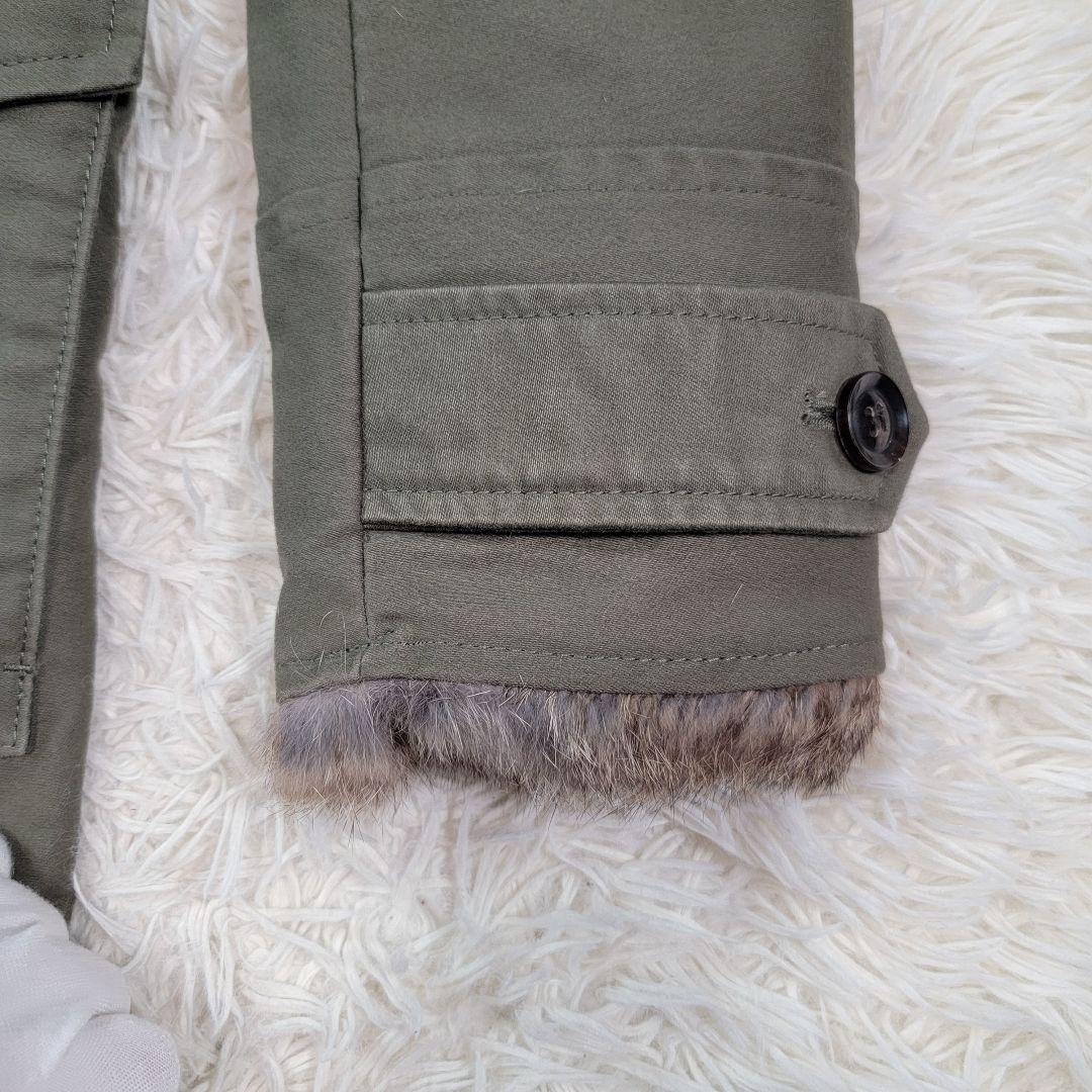 定価19万円 ジュンハシモト ロングトレンチコート 総裏ラビットファー オリーブ