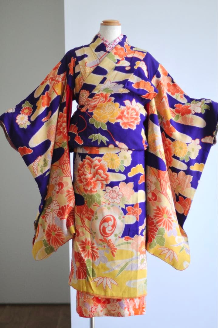 七五三 7歳 正絹 アンティーク 髪飾り 作り帯 紫 七五三セット 女の子